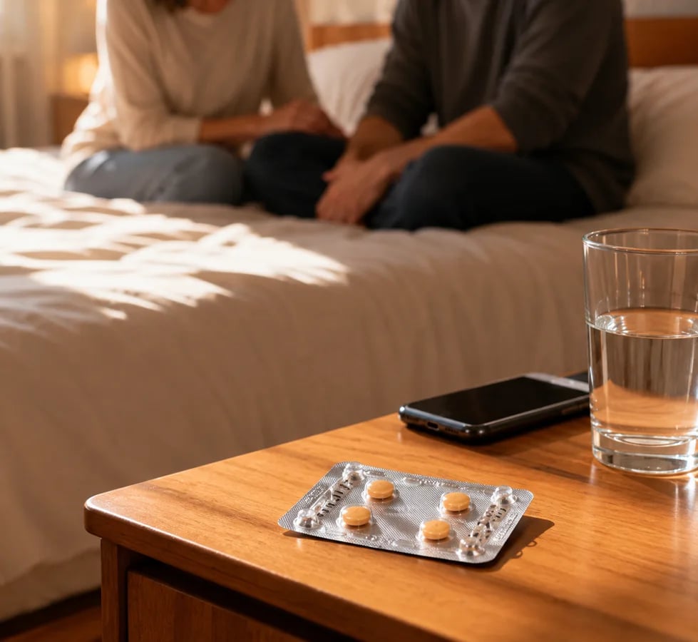 Vardenafil tabletten in een pillendoos